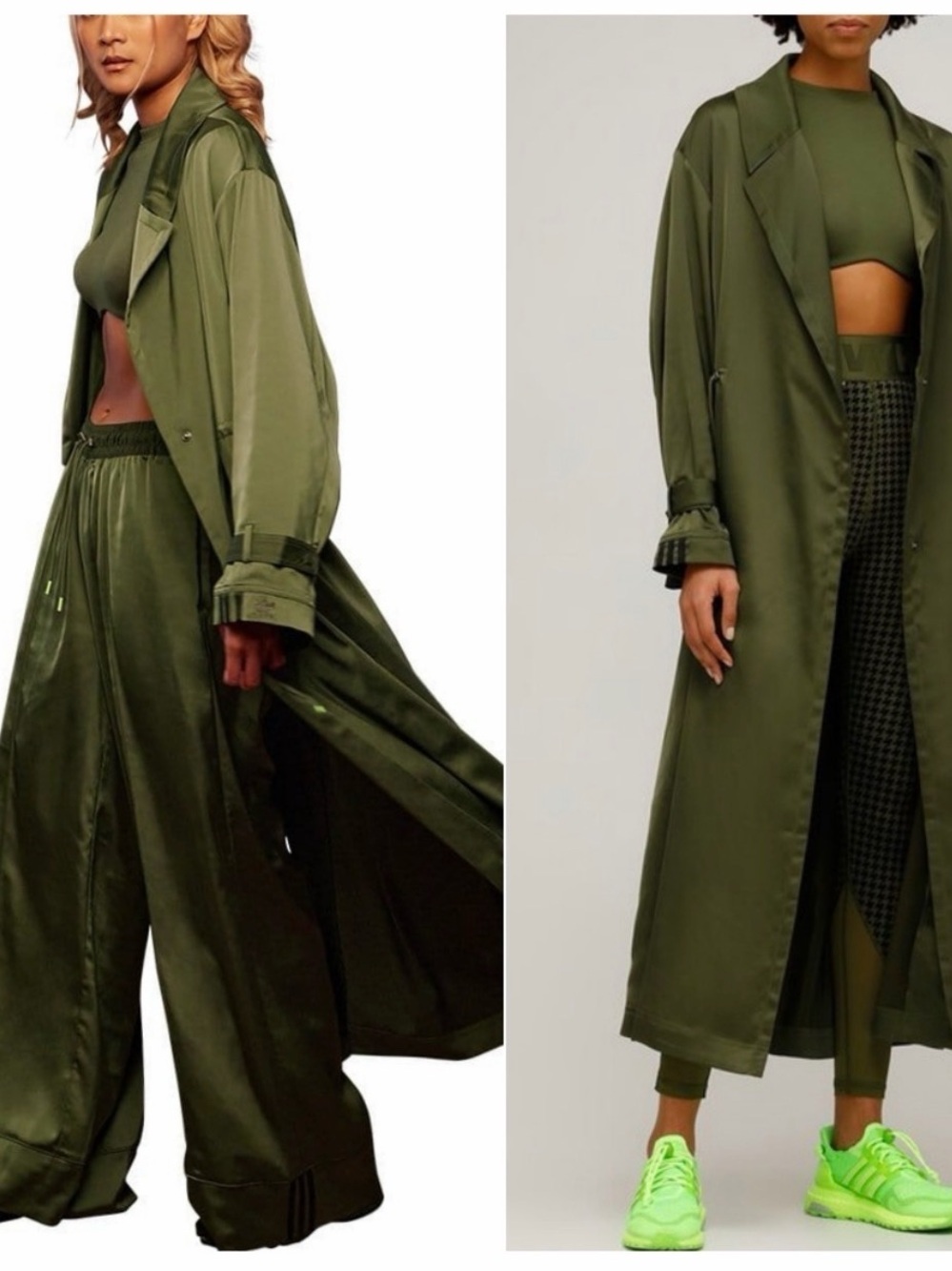 ADIDAS X IVY PARK WOMENS LONG SATIN JACKET WILD PINE Size XS